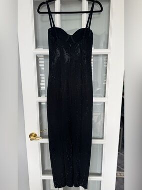 Meshki Black Sequin Strap Maxi Dress